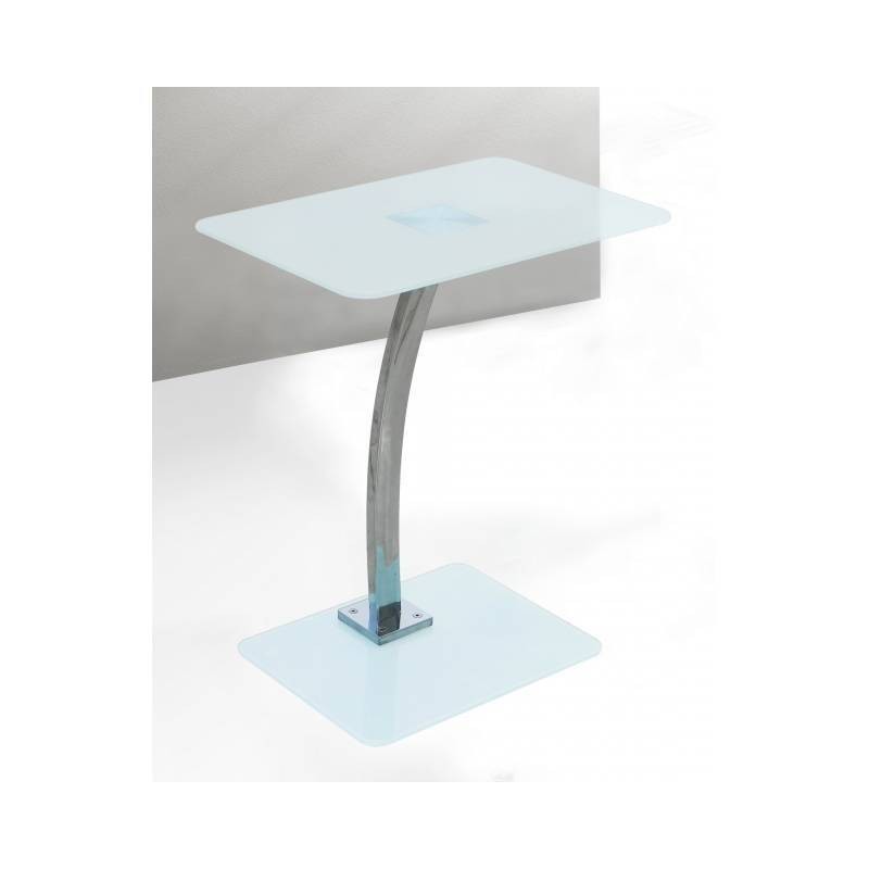 Mesita auxiliar para ordenador en cristal y pata central, barata