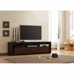 Mueble TV  de 3 cajones en wengué de 180 cm.
