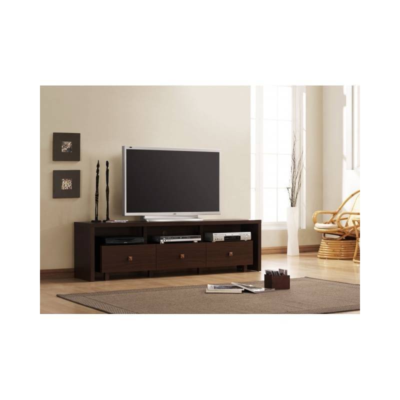 Mueble TV  de 3 cajones en wengué de 180 cm.
