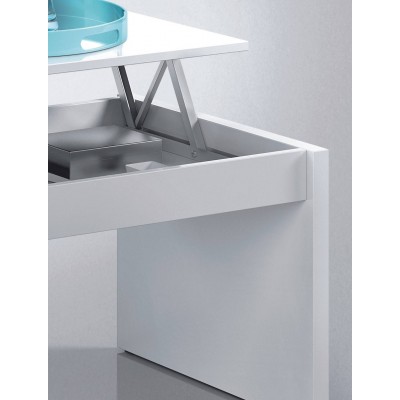 Mesa de centro elevable blanco brillo de 100x50 cm