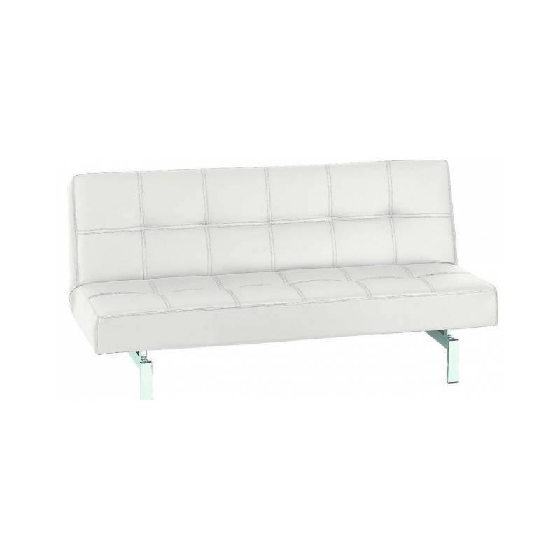Sofá cama barato clic-clac en polopiel color blanco
