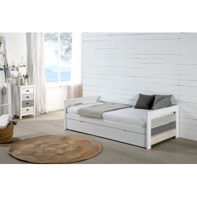 Cama nido Mikonos de Madera Blanco-Multicolor C/Somier Arrastre