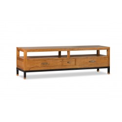 Mueble de TV Tokio de Madera con 3 Cajones y Patas Metálicas en Negro de 150*40*45 cm.