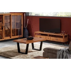 Mueble de TV Tokio de Madera con 3 Cajones y Patas Metálicas en Negro de 150*40*45 cm.