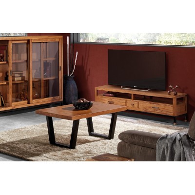 Mueble de TV Tokio de Madera con 3 Cajones y Patas Metálicas en Negro de 150*40*45 cm.