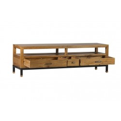Mueble de TV Tokio de Madera con 3 Cajones y Patas Metálicas en Negro de 150*40*45 cm.