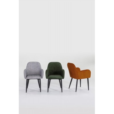 Sillón Laude pana Gris, Verde Oscuro, Teja