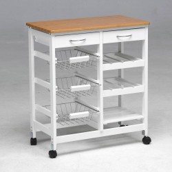 Carro de cocina con cestas + botellero madera