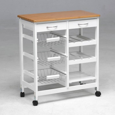 Carro de cocina con cestas + botellero madera