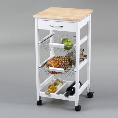 Carro de cocina con cestas + botellero madera de 37 cm.