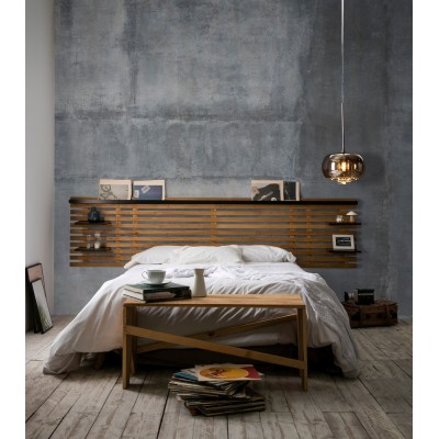 Cabecero Kira de Madera Pino / DM Negro de 240 cm con Estantes