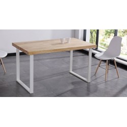 Mesa Comedor Fija Kove de 140x80 de Madera Roble / Metal Blanco