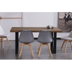 MESA COMEDOR FIJA LOFT ROBLE AMERICAN / NEGRO.