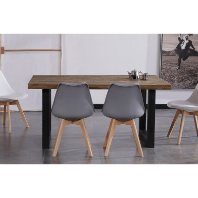 MESA COMEDOR FIJA LOFT ROBLE AMERICAN / NEGRO.