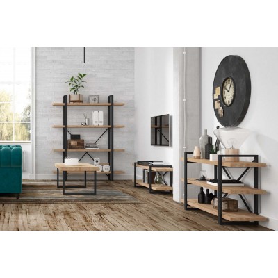 Estantería Alta Kove de 150 cm de Madera Roble / Metal Negro
