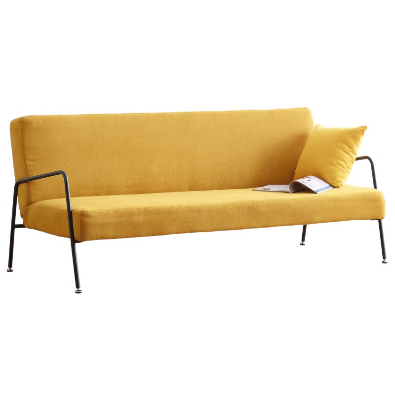 Sofá cama Vintage con mecanismo clic clac color mostaza, barato y