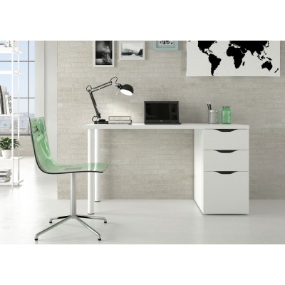 MESA ORDENADOR 3 CAJONES DE 138 EN BLANCO BRILLO