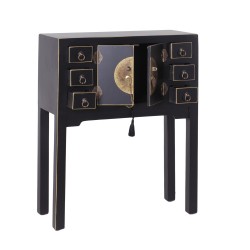 Consola Oriental 2P 6C Lacado Negro 63x26x80 cm