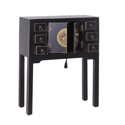 Consola Oriental 2P 6C Lacado Negro 63x26x80 cm