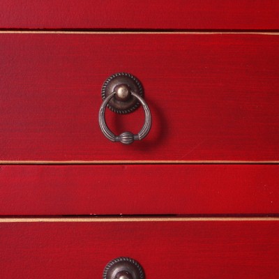 Detalle cajones Consola Oriental 4P 3C Lacado Rojo 95x26x90 cm