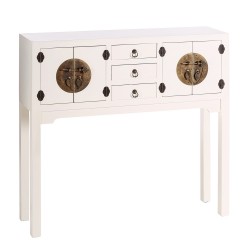 Consola Oriental 4P 3C Lacado Blanco 95x26x90 cm