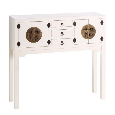 Consola Oriental 4P 3C Lacado Blanco 95x26x90 cm