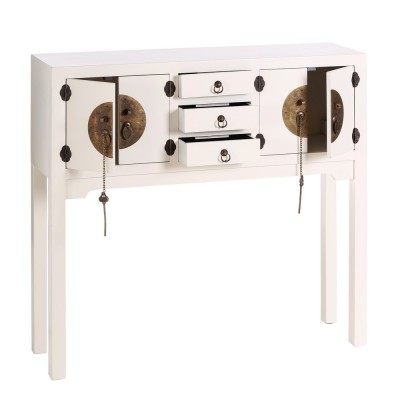 Consola Oriental 4P 3C Lacado Blanco 95x26x90 cm