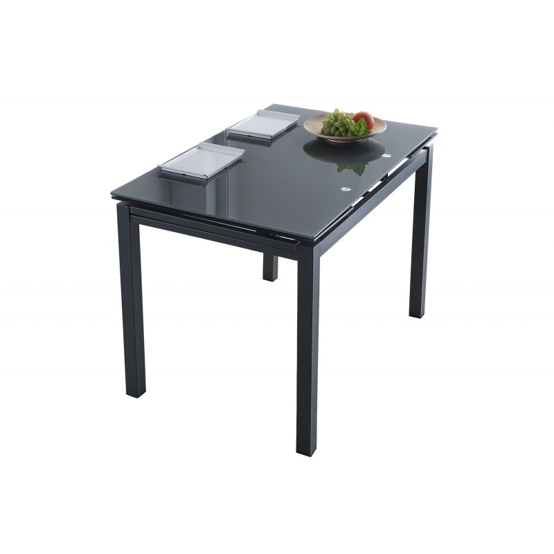 Mesa cocina templado y estructura gris de 110x70 extensible.
