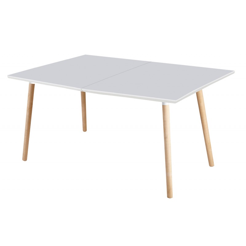 Mesa de Comedor Extensible Nórdica 140x90 cm Blanco / Haya