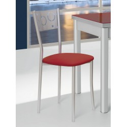 Silla de Cocina Pisa de aluminio y asiento Tapizado Símil Piel Rojo