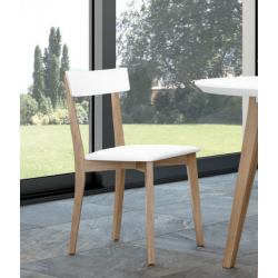 Silla Amalfi de Madera / Asiento Símil Piel Blanco