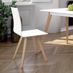 Desaparecido Destierro Hazlo pesado Silla de madera texturada blanca y patas madera natural de estilo nórdico  muy actual.