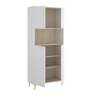 Mueble Auxiliar de Cocina Ada Blanco / Natural con 4 puertas y hueco
