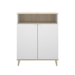Mueble Auxiliar de Cocina Ada Blanco / Natural con 2  Puertas y Hueco