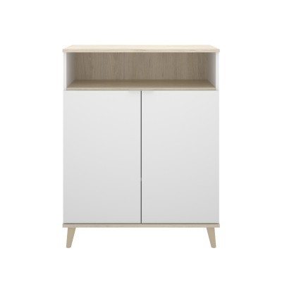 Mueble Auxiliar de Cocina Ada Blanco / Natural con 2  Puertas y Hueco
