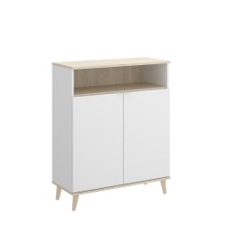 Mueble Auxiliar de Cocina Ada Blanco / Natural con 2  Puertas y Hueco