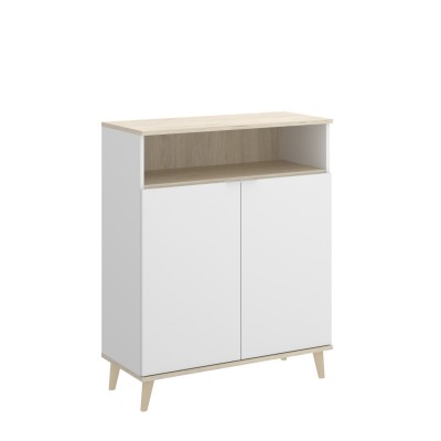 Mueble Auxiliar de Cocina Ada Blanco / Natural con 2  Puertas y Hueco