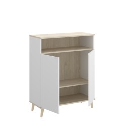 Mueble Auxiliar de Cocina Ada Blanco / Natural con 2  Puertas y Hueco