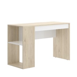Mesa Escritorio Kayac con Estante y Cajón Natural / Blanco