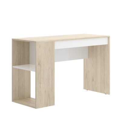 Mesa Escritorio Kayac con Estante y Cajón Natural / Blanco