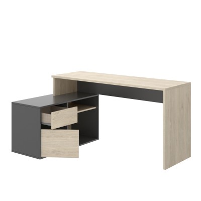 Mesa de oficina Dunia en L Color Roble Natural- Grafito