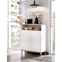 Mueble Auxiliar de Cocina Ada Blanco / Natural con 2  Puertas y Hueco