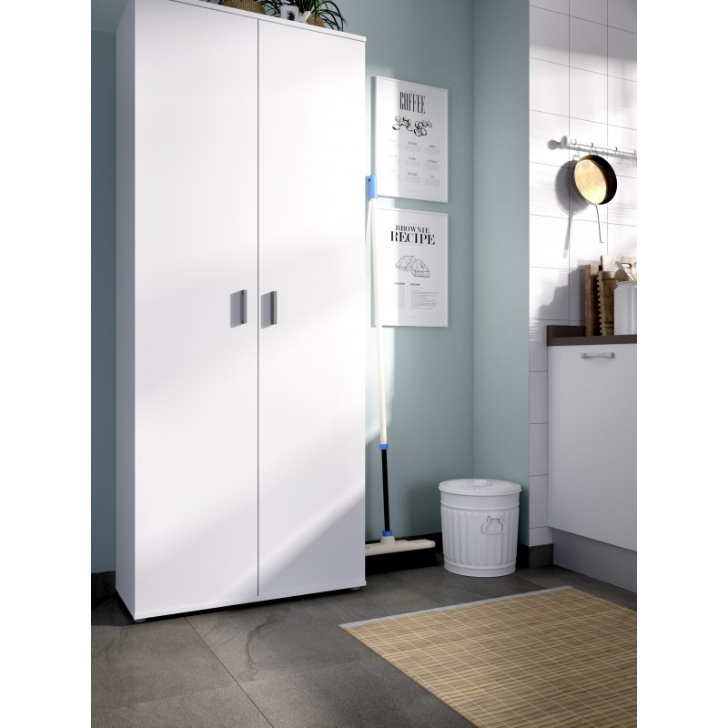 Armario Multiusos Escobero 2 Puertas Blanco