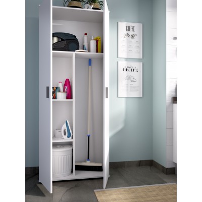 Armario Multiusos Escobero 2 Puertas Blanco
