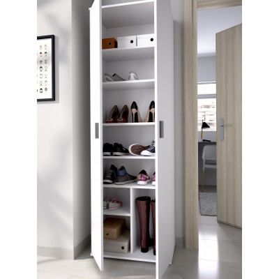 Armario Multiusos Blanco 2 Puertas y 6 Estantes