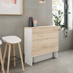 Mesa de cocina Flex de 78x31 alas abatibles Blanco / Roble Natural