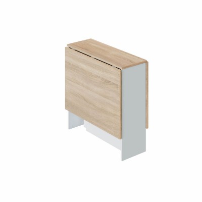 Mesa de cocina Flex de 78x31 alas abatibles Blanco / Roble Natural cerrada