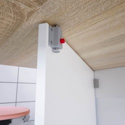 Detalle de la Mesa de cocina Flex de 78x31 alas abatibles Blanco / Roble Natural