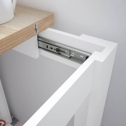 Detalle guias Mesa de Cocina Libro de 78x31 Blanco / Roble Natural