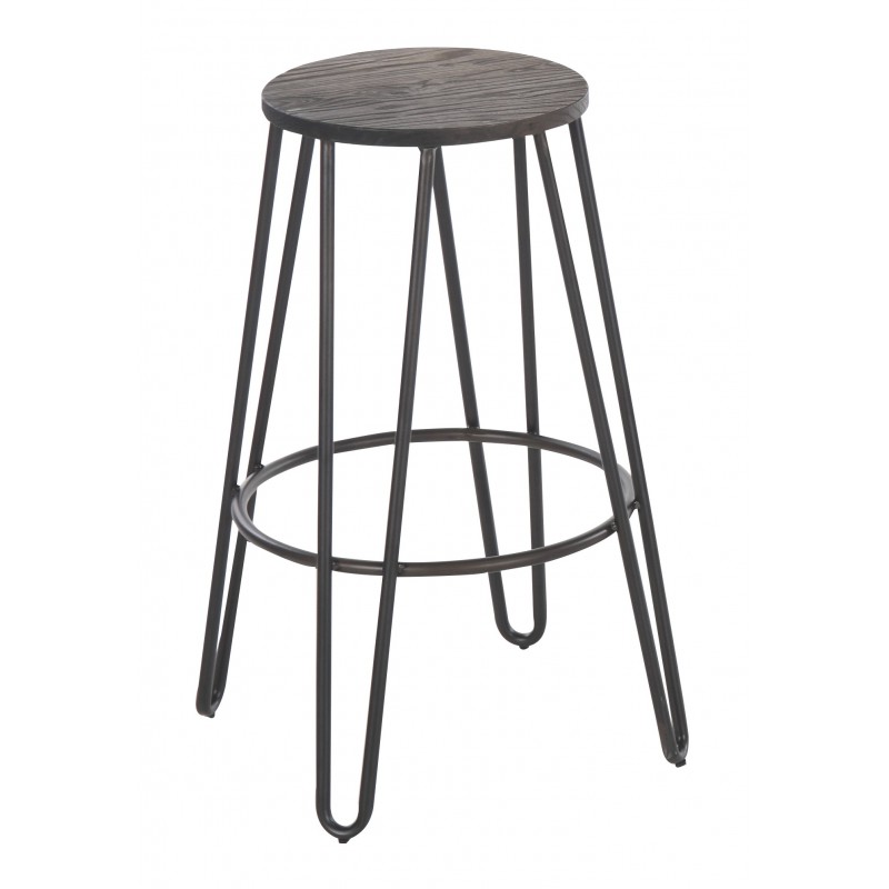 Taburete Alto Ronda de Metal y Madera